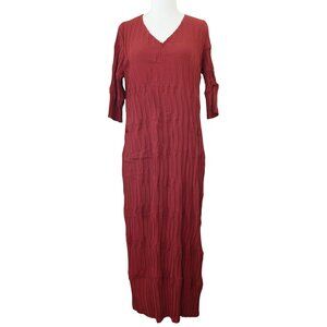 BABETTE crinkle pleat asymmetric midi dress sz S